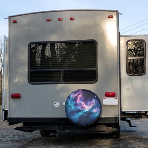 Image of Purple Galaxy Spare Tire Cover Dust-Proof Wheel Tire Cover Fit Trailer, RV, SUV and Many Vehicle 15 Inch