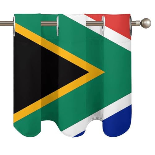 Cortinas opacas con bolsillo para cortinero y estampado de bandera de Sudáfrica 6