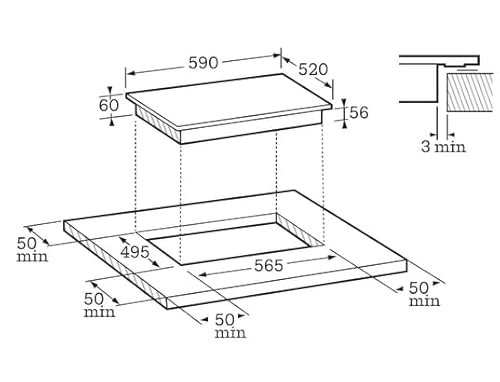 Scholtès SOTF1610B Table de cuisson à induction 4 plaques de cuisson Niche largeur : 56.5 cm profondeur : 49.5 cm avec avant biseauté - vue 5