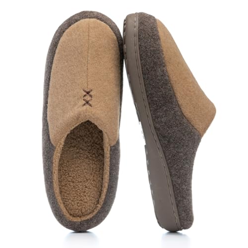 Image of GOEWY Mens Two-Tone House Slippers with Memory Foam Cozy Warm Slip On House Shoes for Indoor Outdoor Gifts for Men Him Dad
