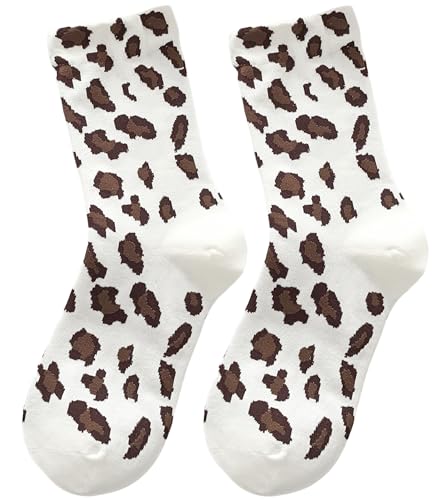 Image of Women's Leopard Animal Cheetah Print Crew Ankle Cotton Socks Size 5-9