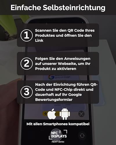 Karte/Schild für Google Bewertungen mit QR-Code und NFC (12x12cm selbstklebend) - weiß