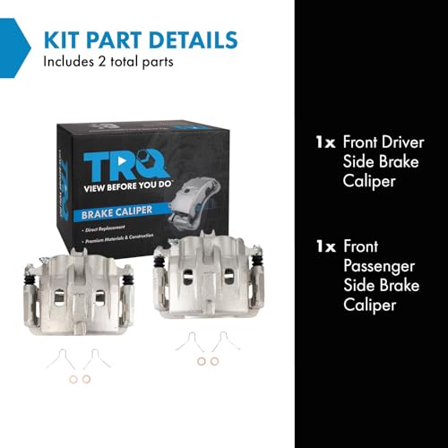 Image of TRQ Front Brake Caliper Set Zinc Coated Brackets Hardware Compatible with 2003-2006 Acura MDX