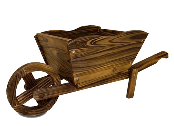 Grande brouette en bois (68 x 29 x 28,5 cm).