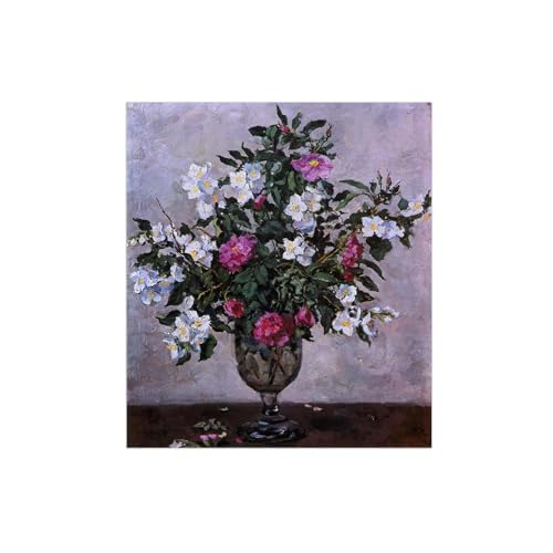 Impression sur Toile Haute Définition Rosehip et jasmin - Tableau d'Art Floral 80x95cm
