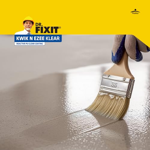 Image of Dr. Fixit Kwik N Ezee Klear | 1 Kg with Brush | DIY PU Based Transparent Waterproofing Solution for Cracks in Roof, Walls, Floor, Tile
