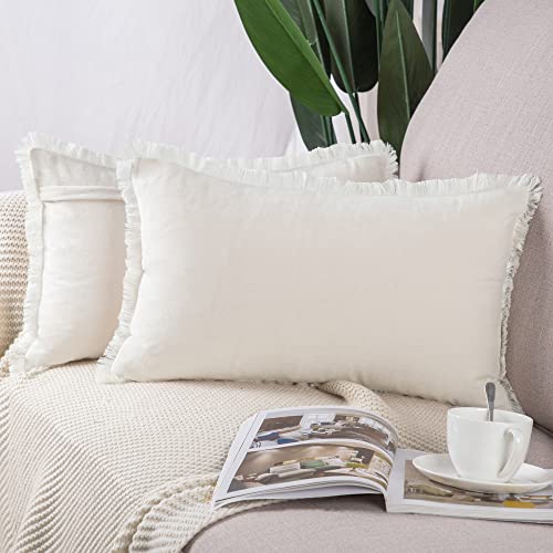 Madizz Lot de 2 Doux Simili Daim Décoratif Housses de Coussin à G...