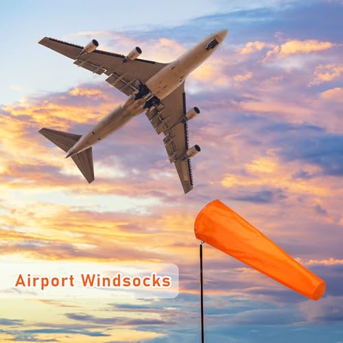 Image of Shimeyao 1 Pcs 18 x 60 Inches Heavy-Duty 420d Nylon Windsock UV & Weather Resistant Wind Sock for Outside with Dual Swivel Clips for Airport Runway, Helipad, and Industrial Sites