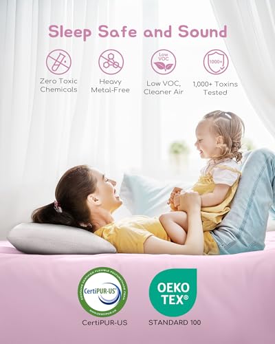 Image of Toddler Pillow, Adjustable Memory Foam Small Pillow for Toddler 2 Years & Above, 13 inch x 18 inch Mini Size for Kid Sleeping, Napping or Traveling, Washable No Zipper Pillowcase, Pink