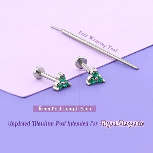 Threadless Flat Back Earrings Hypoallergenic, Silver Stud Earrings for Women, Nap Earrings for Helix Tragus Conch Piercing Jewelry, 18gauge Cartilage Earring3