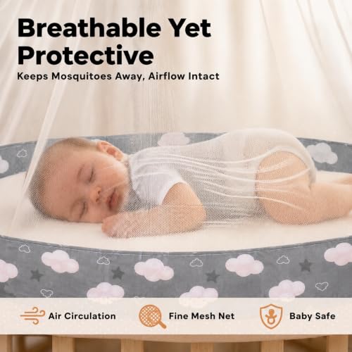 Image of VParents Sleeping Essentials with Mosquito Net & Spring, Sunny (Grey)