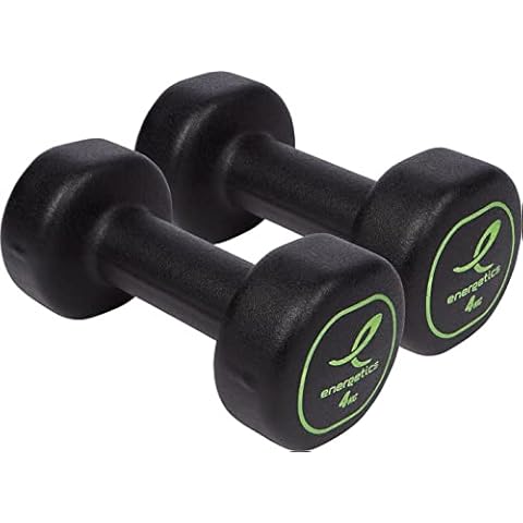 ENERGETICS Neoprene Dumbbells, 2 Units, Black/Yellow, 2x1.5 Cover