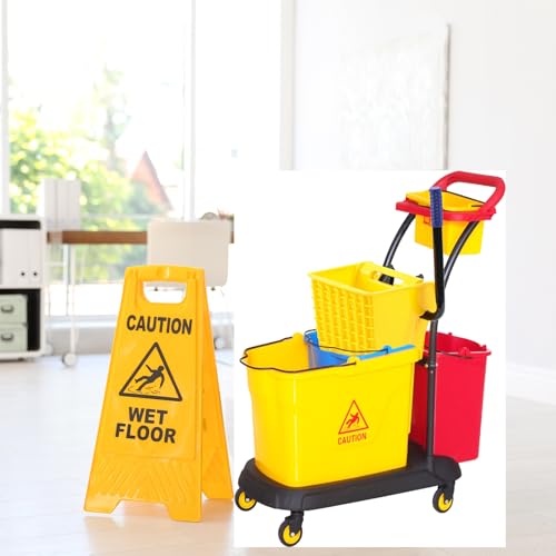 Image of Sasylvia Yellow Mop Wringer Replacement Down Press Mop Bucket Wringer Industrial Cleaning Accessories for Commercial Floor Mopping Buckets Restaurant Supplies, 26quart or 33 Quart(Side Press)