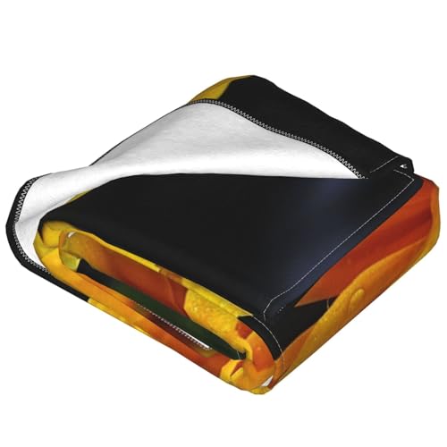 Plaid polaire jaune fleuri jeté de canapé cocooning pour salon