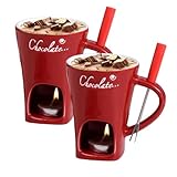 Generisch Chocolate Fondue Mug with Forks, 2er-Pack Schokoladenschmelzbecher, Keramik Kaffeetasse, Teelicht Hotpots Set Für Familienfeiern