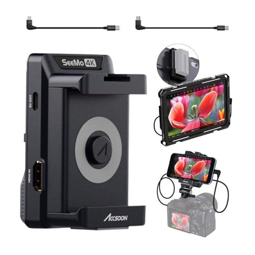 Accsoon SeeMo 4K HDMI Video Transmission for iPhone 17/16/15/14/13 iPad, 4K30/1080p60 Video Camera Transmitter Monitor, Real-time Livestreaming/Recording/Sharing, SD Card Reader-SeeMo 4K for iOS