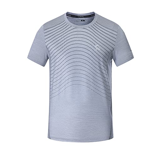 Men's Slim Fit Dry Fit T Shirt Moisture Wicking Sports Tees Exercise Fitness Running Short Sleeves Gym Workout Top Grey