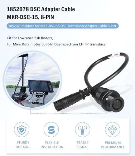 Image of 1852078 Replace for MKR-DSC-15 DSC Transducer Adapter Cable 8-PIN, for Lowrance Fish Finders, for Minn Kota Motor Built-in Dual Spectrum Chirp transducer, for 2D Sonar only