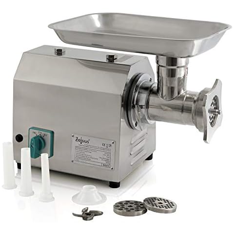 Zelsius Profi Edelstahl Fleischwolf elektrisch | 750W - 150kg/h | Faschiermaschine aus Edelstahl, Wurstmaschine in Gastro Qualität | Fleischmaschine mit Wurstfüller, Sausage Maker Cover