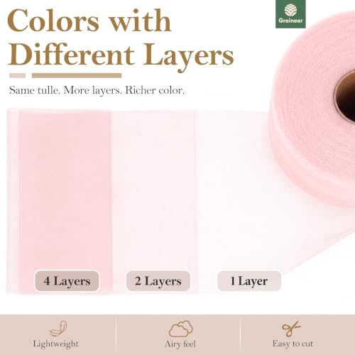 Image of Blush Tulle Fabric Roll 6 Inch x 100 Yards Tulle Ribbon