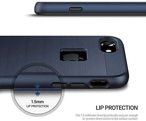 OBLIQ [Slim Meta] Designed for iPhone 8 Case, iPhone 7 [Military Grade Certified] Slim Metallic Brushed Premium Dual Layer Protection for iPhone 8 (Navy Blue)