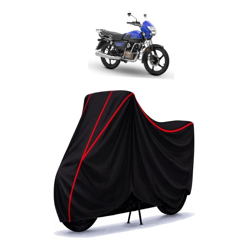 Image of TVS Radeon Dual Tone Edition Disc Water Resistant Bike Cover for All Motorcycles & Rain | Heavy Duty | UV Protection, Dustproof, Scratchproof | All Weather Two Wheeler Cover with Elastic Bottom
