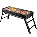 Produktbild UTTORA Grill, tragbar, zusammenklappbar, Holzkohlegrill, Schreibtisch, Outdoor, Edelstahl, Smoker BBQ für Picknick, Garten, Terrasse, Camping, Reisen