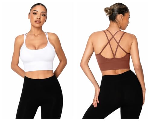 Image of Sykooria 3 Pack Strappy Sports Bra for Women Sexy Crisscross for Yoga Running Athletic Gym Workout Fitness Tank Tops