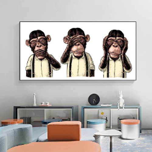 Peinture singe gorille abstrait sur toile 60x120cm sans cadre pour salon - 2