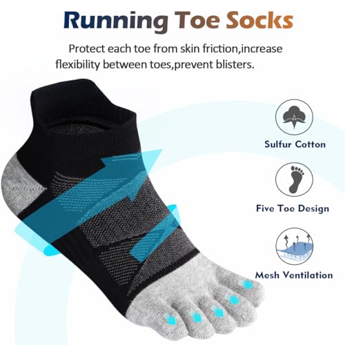 Image of Meaiguo Toe Socks No Show Cotton Low Cut Five Finger Socks Athletic for Women