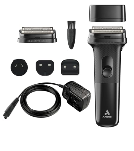 Andis 562711 inFORM Kit rasoio con lamina in titanio, batteria agli ioni di litio a lunga durata, rasatura liscia con filo/cordless, ricaricabile, nero