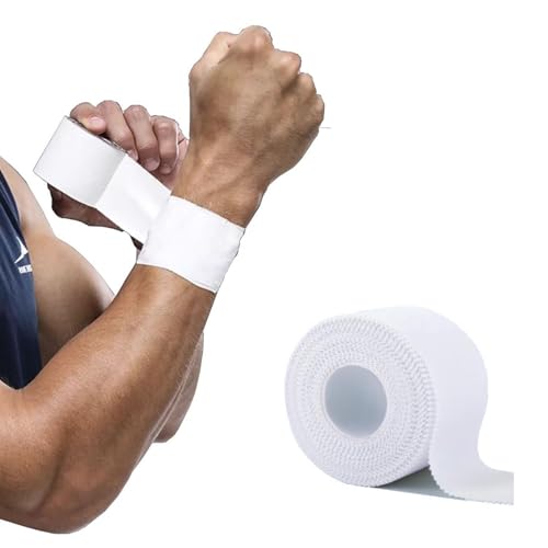 Athletic Tape White Sports 1.5 Inch 30 Feet Tearable Support for Wrist Finger Ankle Turf Football...