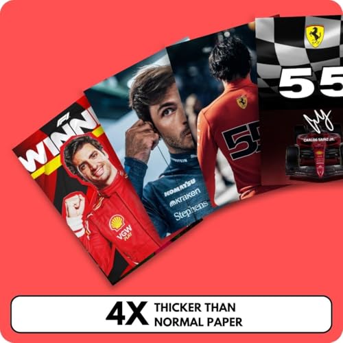 Image of Carlos Sainz Poster (Set of 40) | Formula One Carlos Sainz Mini Posters (15 x10 cm) | Ferrari F1 Poster Carlos Sainz Posters for Wall, Bedroom, Living room | Formula 1 Posters | Glue Dots Included