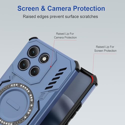 Image of Zapcase Back Case Cover for Motorola G86 Power 5G | Magnetic Case with Built-in Metal Ring | Supports MagSafe Charger, Wallet & Car Mount | Shockproof Hybrid PC + TPU | Blue