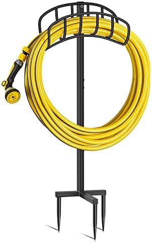 ANIDEER Garden Hose Holder Detachable Metal Hose stand, Water Hose Stand Hanger for Outside Freestanding, Heavy Duty Hose Storage Stand for Outdoor Lawn & Yard, Black