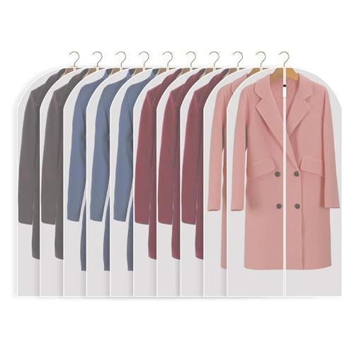 Hanging Garment Bag 5/10Pcs Dustproof Garment Covers Bags with Zip Washable Reusable Clothes Storage Bag Waterproof Clothes Cover Clear Garment Bag(10Pcs)