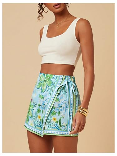 Image of SweatyRocks Women's Boho Mini Skirts Floral Shorts Tie Side Wrap Skorts