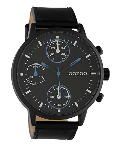 Oozoo Herrenuhr mit Lederband 50 MM Black/Schwarz/Schwarz C10669