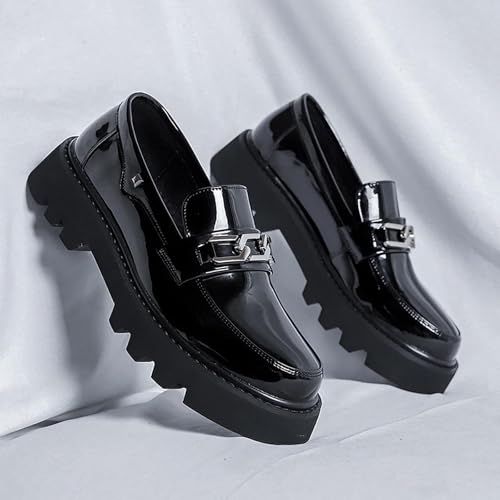 Men's Leather Platform Slip-On Loafers Fashion Breathable Non-Slip Lug Sole Business Dress Casual Penny Loafers for Business Party Wedding2