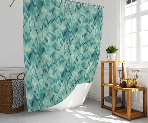 Duş Perdesi, Banyo Perdesi 1x180x200 Tek Kanat Halka Hediyeli Duşakabin Perdesi Green Marble