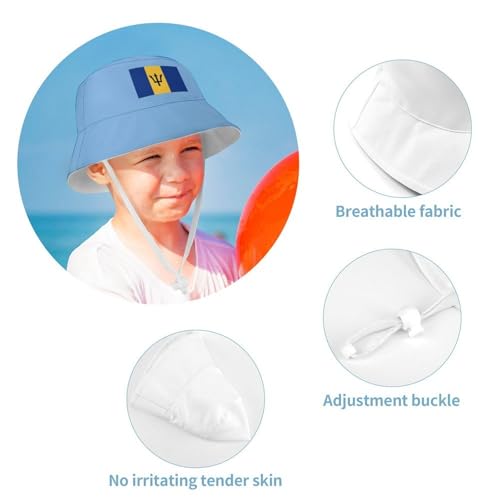 Kids Bucket Hat for Girls & Boys, Barbados Flag Pattern Bucket Hat for Girls Boys,Fun & Cool Fun Outdoor Vacation4