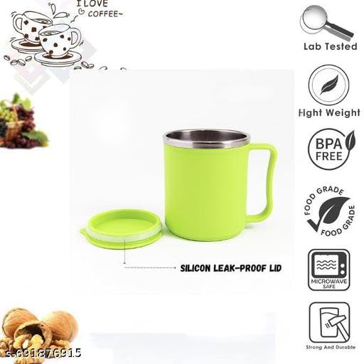 Image of Tea-Coffee Edition Premium Cup Set Coffee Cup with Lid Unbreakable Stainless Steel Coffee Mug Perfect for The Office&Home. VAI-P2415