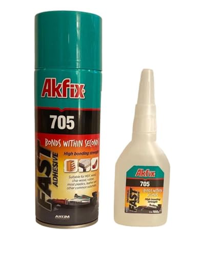 Akfix - Cola instantânea extra forte com ativador CA, cola rápida profissional, uso geral (100 g de cola ativador de 400 ml)