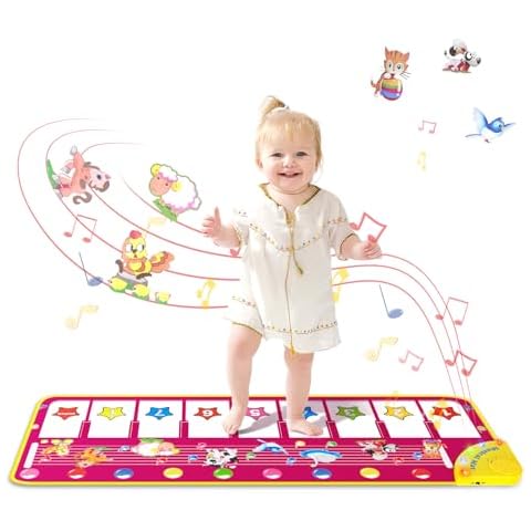 M SANMERSEN Piano Mat - Musical Keyboard Floor Playmat 39.5" Electronic Music Animal Touch Play Blanket Funny Xmas Gift Toy for 1 2 3 Year Old Cover