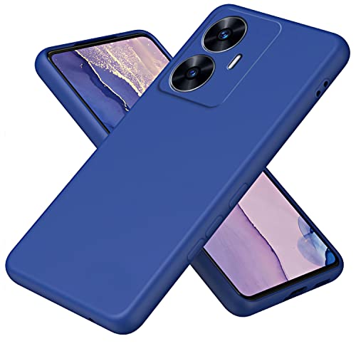 Liquido Custodia Cover per Realme C55 Premium Case Antiurto con Fodera Protezione a Doppio Strato Caso - silicone microfibra blu
