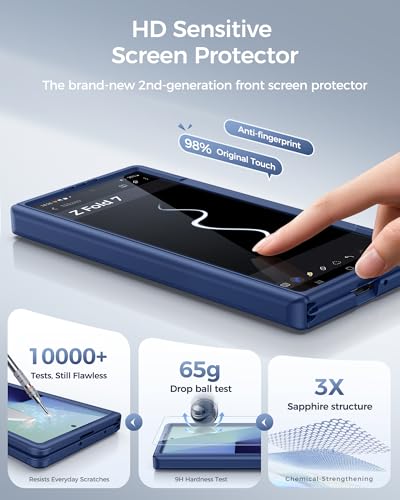 Image of SSLOTSCASE for Samsung Galaxy Z Fold 7 Case, Compatible with MagSafe, Stand & Hinge Protection & Screen Protector, Magnetic Heavy Duty Protective Rugged Full Cover Case for Samsung Z Fold 7 5G, Blue