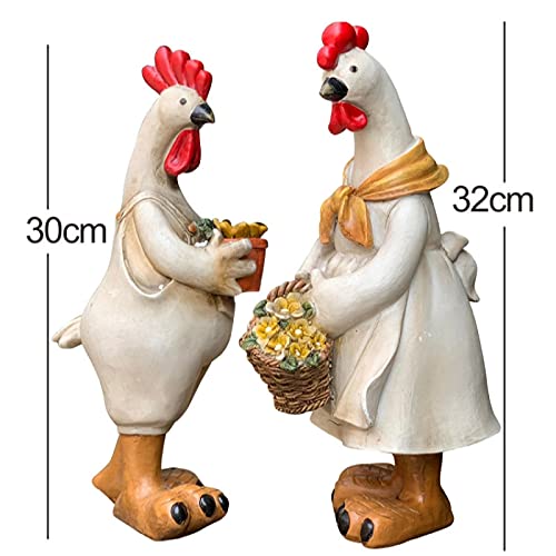Voor Kantoor Garden Familiekamer Abstract Ornamenten Beeldjes Kunst Gift Home Decor Accenten Beeldje Ornamenten, Creatieve Dier Paar Karakter Kip Standbeeld Balkon Decoratie Tuin Binnenplaats Decor - Image 7