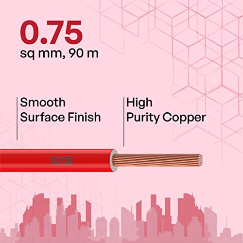 Image of Polycab OPTIMA+ 0.75sqmm 90M coil | Flame Retardant | Lead free | 99.97% high purity copper | Rodent protection | PVC insulated housewire [Red]