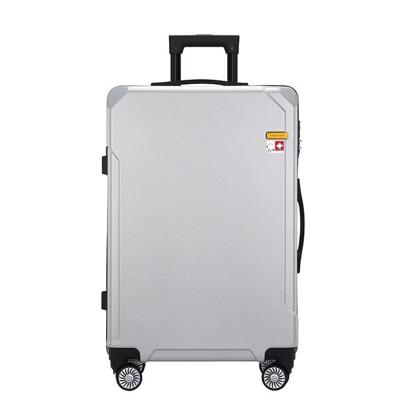 SWISSCASE Three-Layer Suitcase, 24 Inch, SIlver, With 5 Quite 360° Double Spinner Wheels and Trinity Combination Locks, And USB, XCF-Silver24