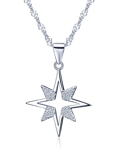 Unendlich U Collier pendentif la grande étoile orné zirconium en argent fin S925 couleur de blanc d'argent Pour femme fille Comme cadeau